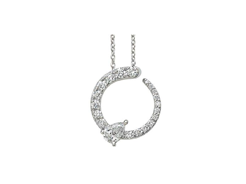 WHITE GOLD NECKLACE WITH PRECIOUS STONE IN THE MIDDLE AND DIAMONDS ON THE SIDES SWING VALENTINA CALLEGHER 11176